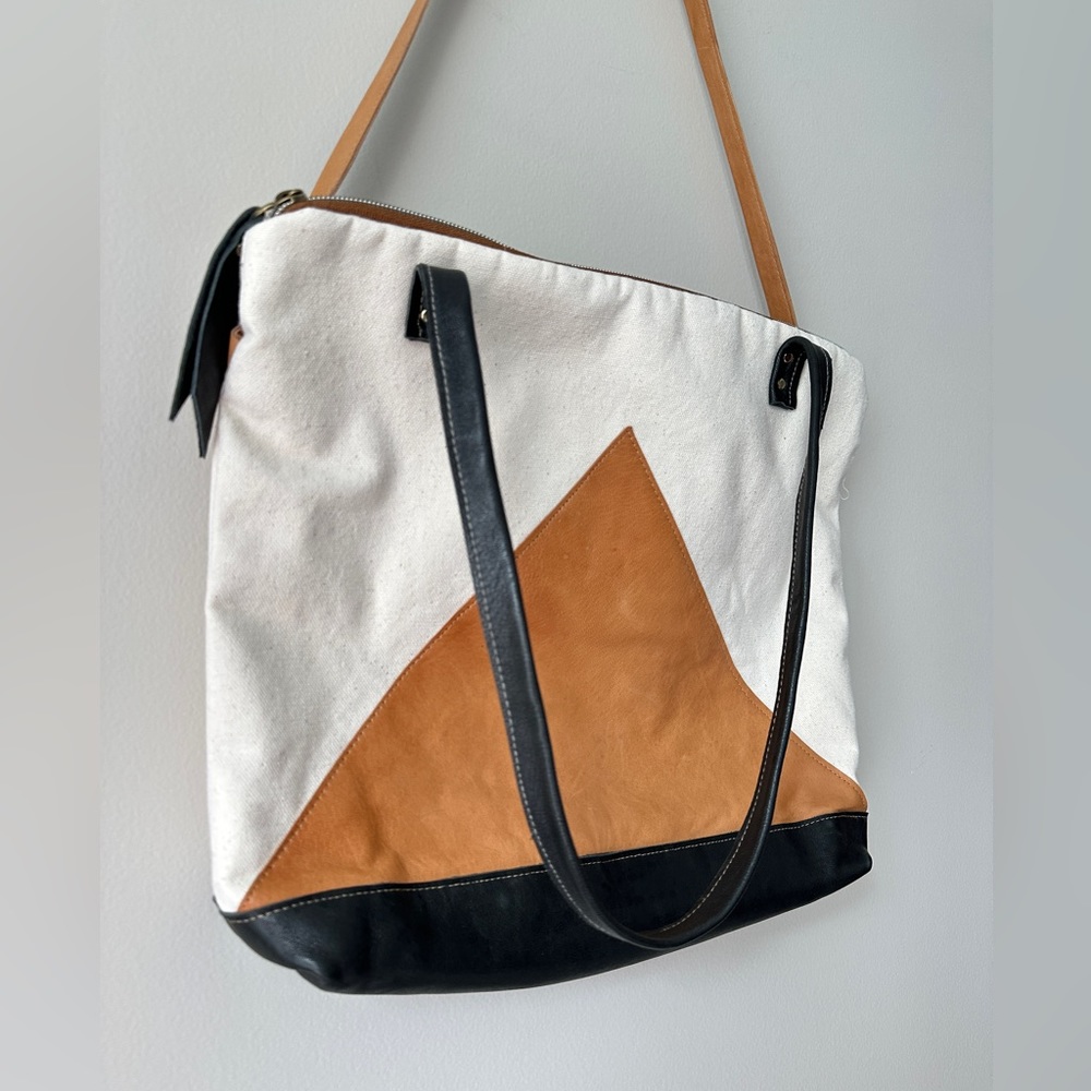 Melmax leather and canvas tote bag - Picture 12 of 15